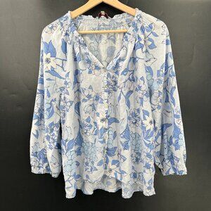 Casa Cabana linen blend button up linen blend floral coastal top grandmother XL